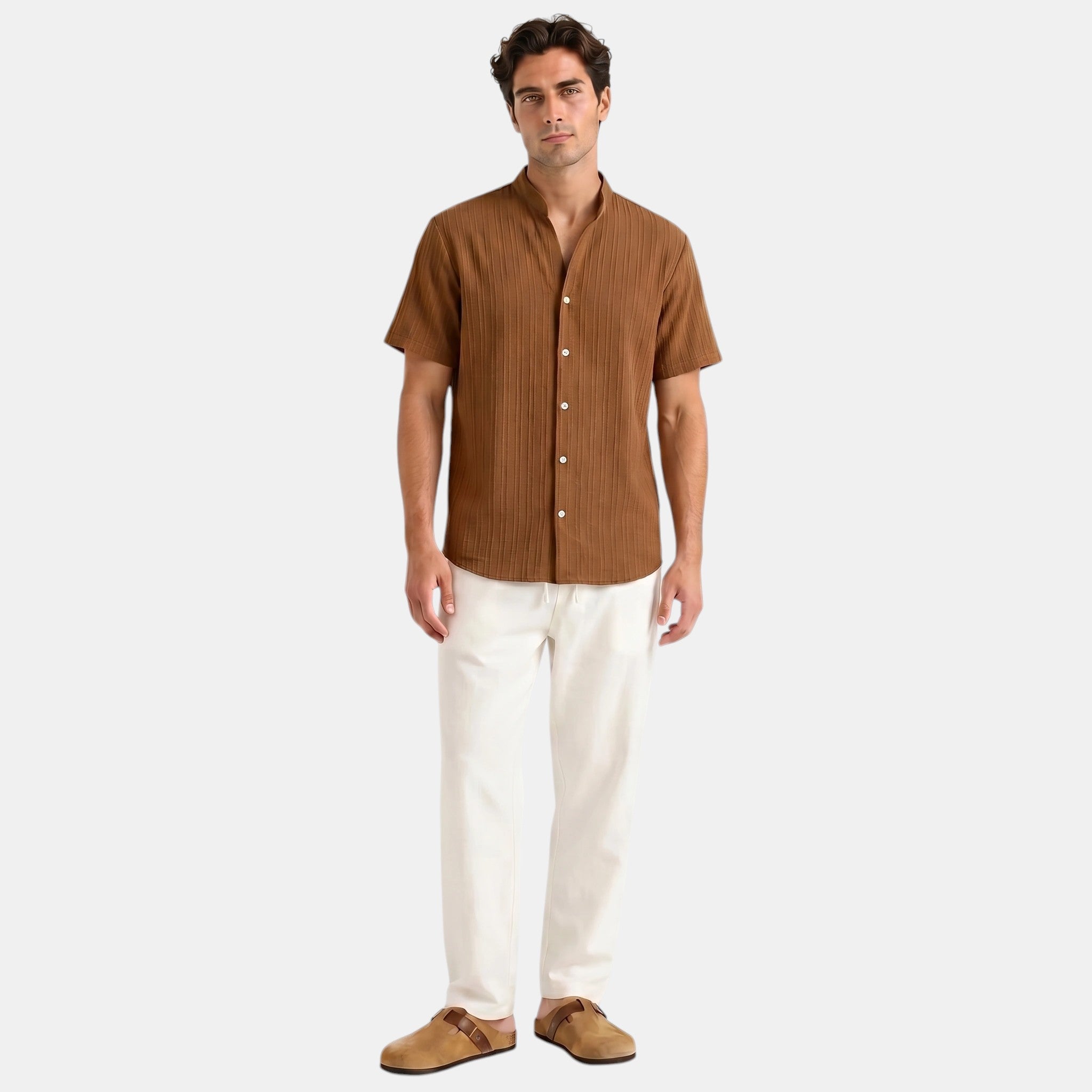 Men's Collar Shirt and Trousers Set