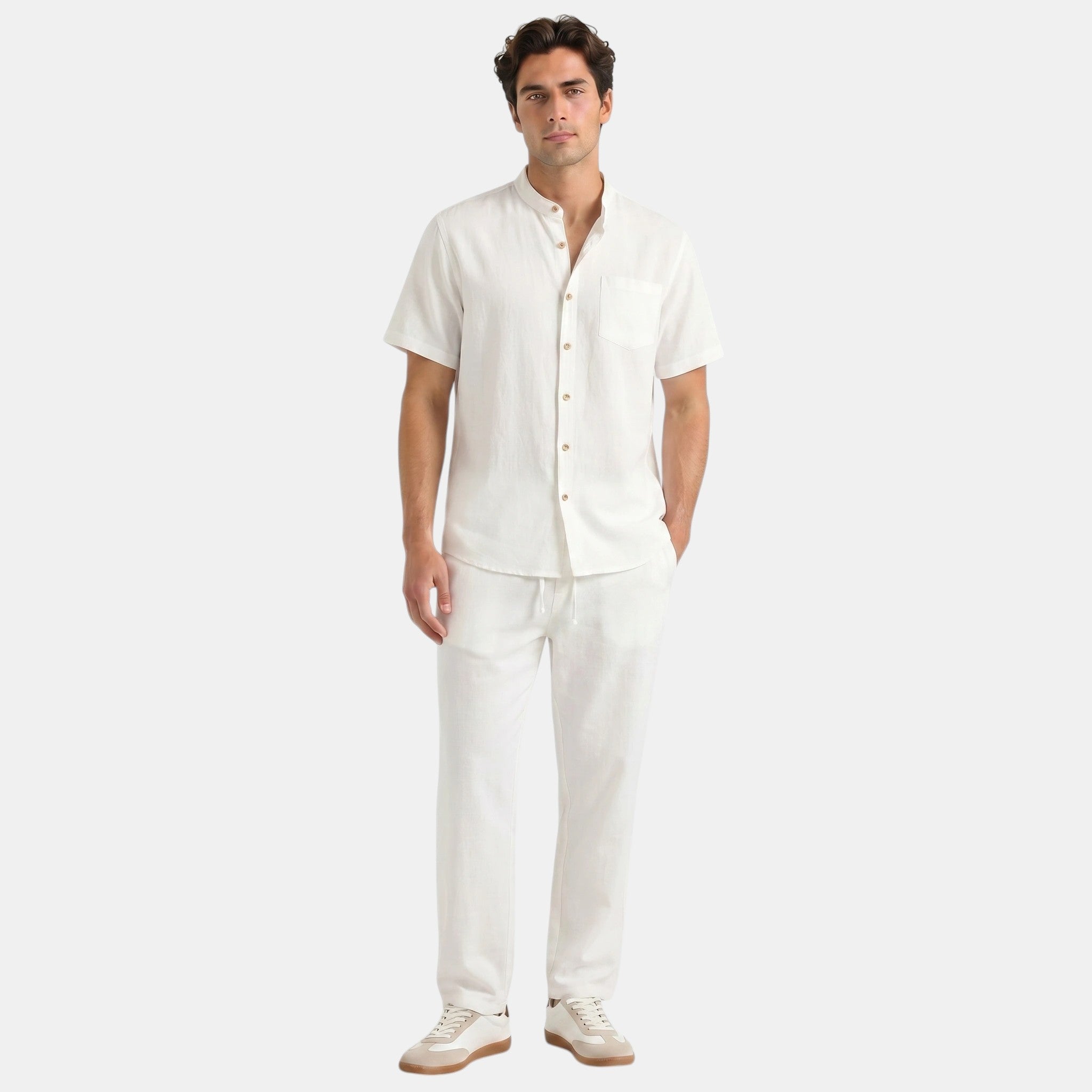 Men's Collar Shirt and Trousers Set