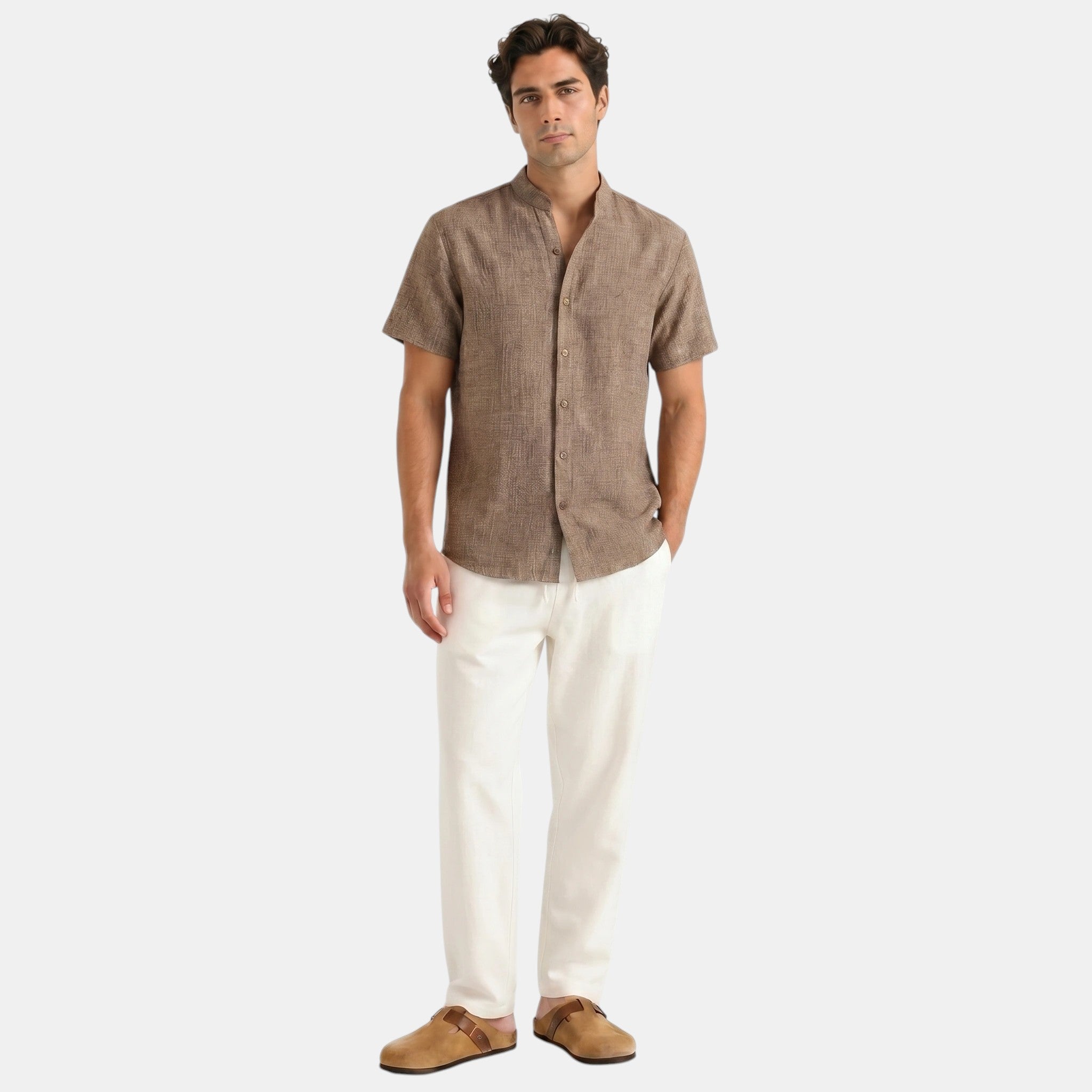Men's Collar Shirt and Trousers Set