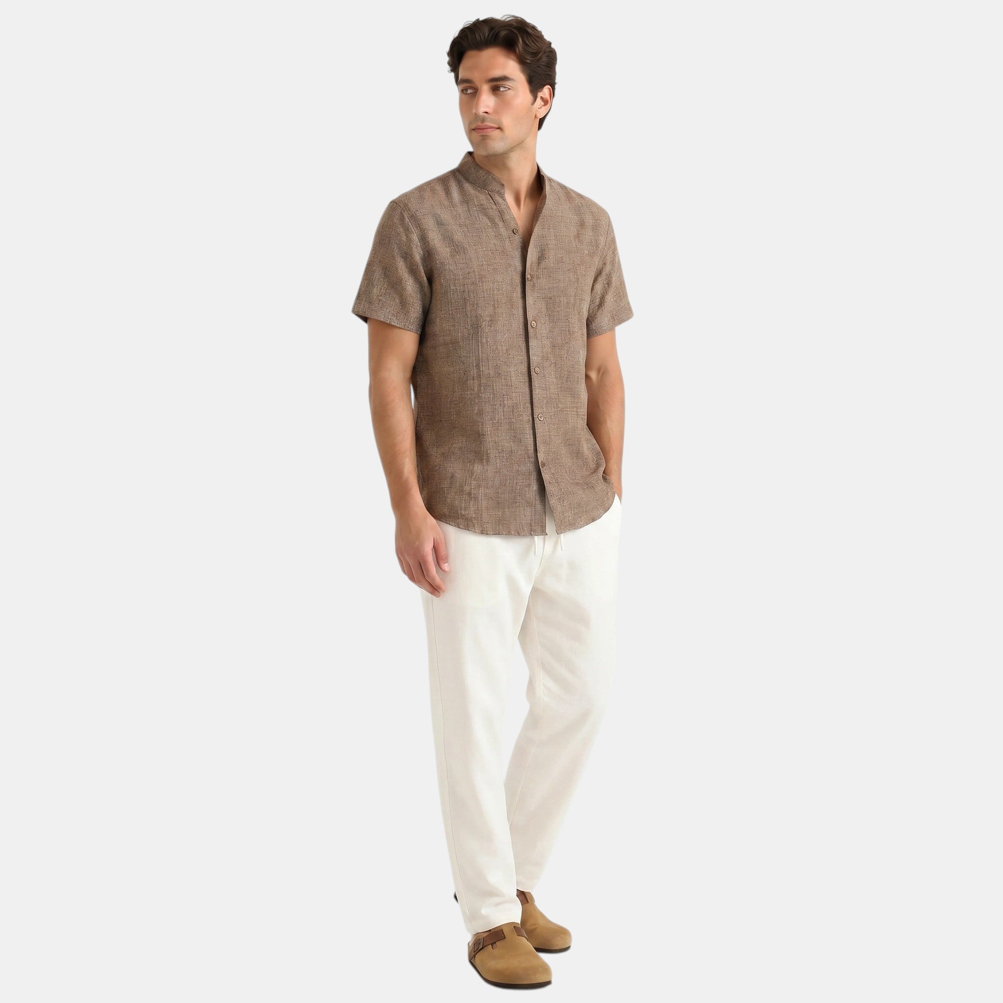 Men's Collar Shirt and Trousers Set