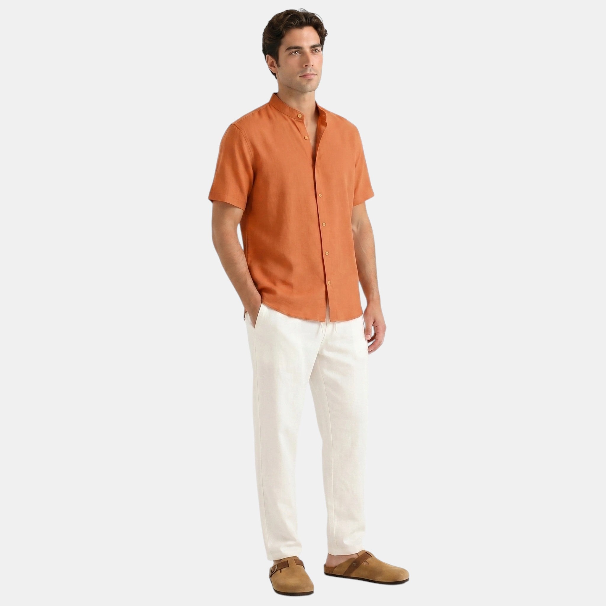 Men's Collar Shirt and Trousers Set