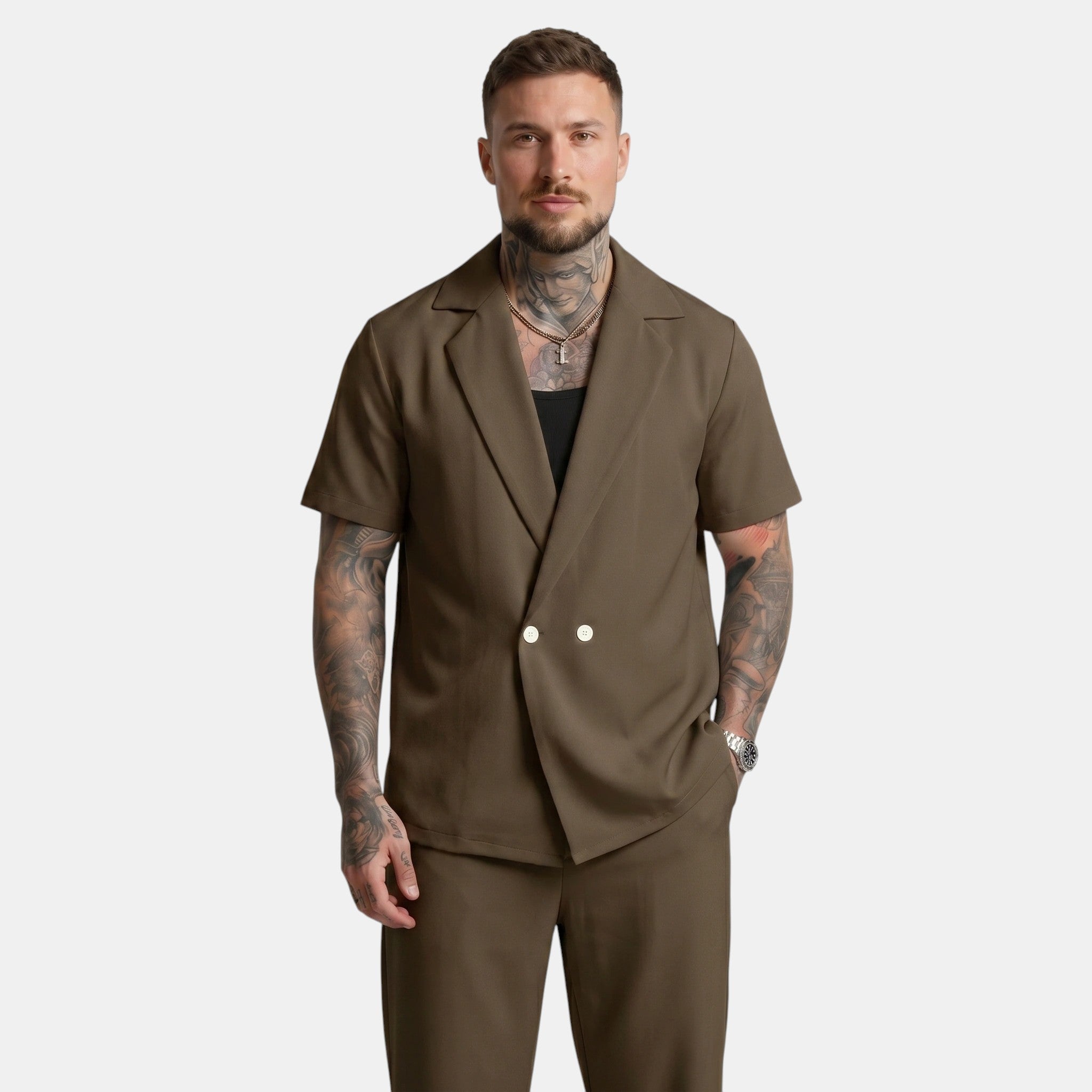 Men's Short Sleeve Shirt and Trousers Set