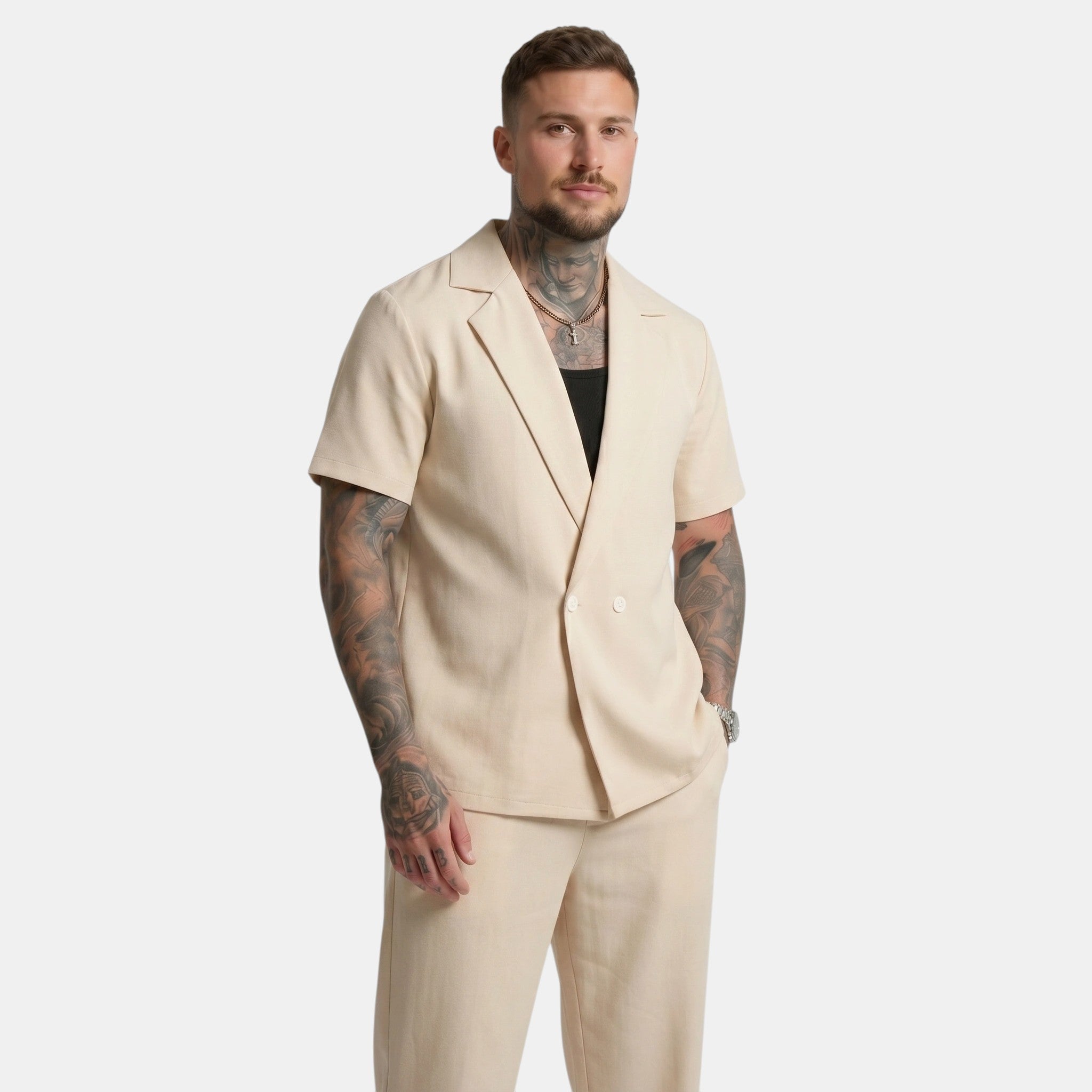 Men's Short Sleeve Shirt and Trousers Set