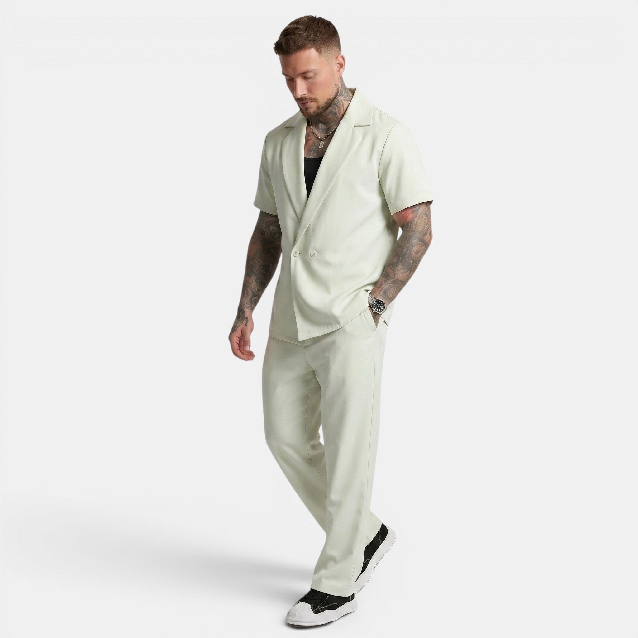 Men's Short Sleeve Shirt and Trousers Set