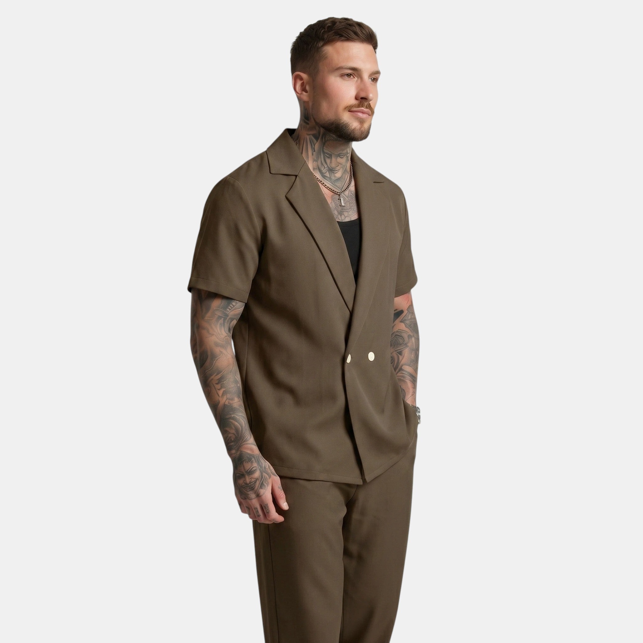 Men's Short Sleeve Shirt and Trousers Set
