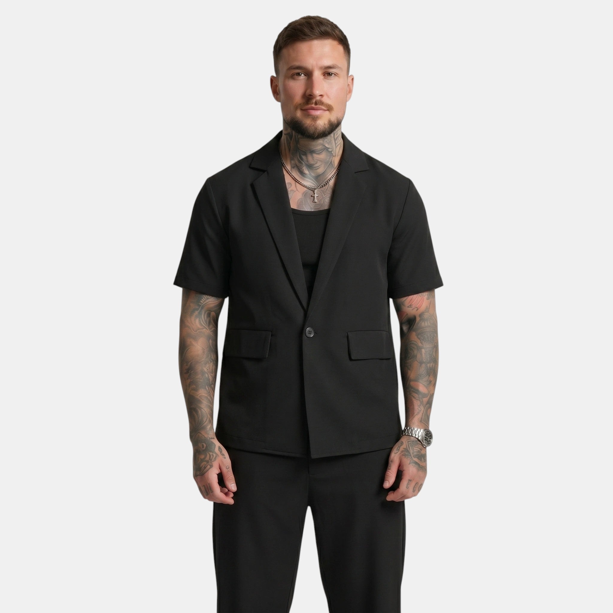 Men's Short Sleeve Shirt and Trousers Set