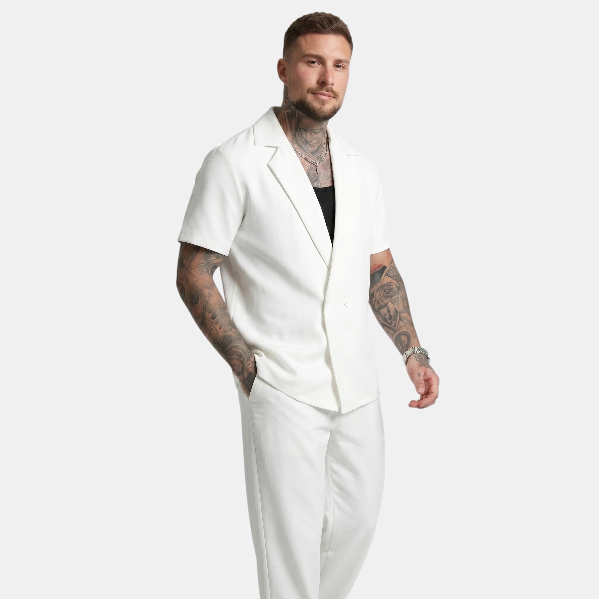 Men's Short Sleeve Shirt and Trousers Set