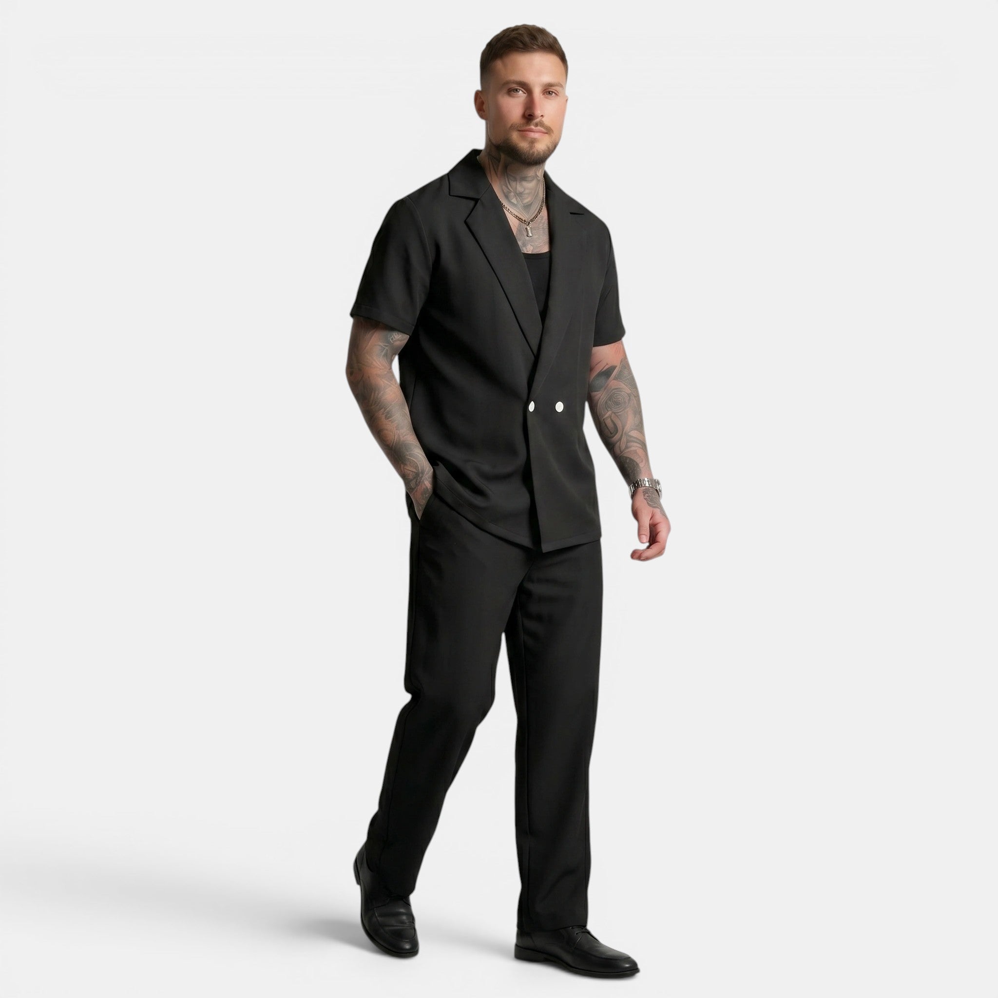 Men's Short Sleeve Shirt and Trousers Set