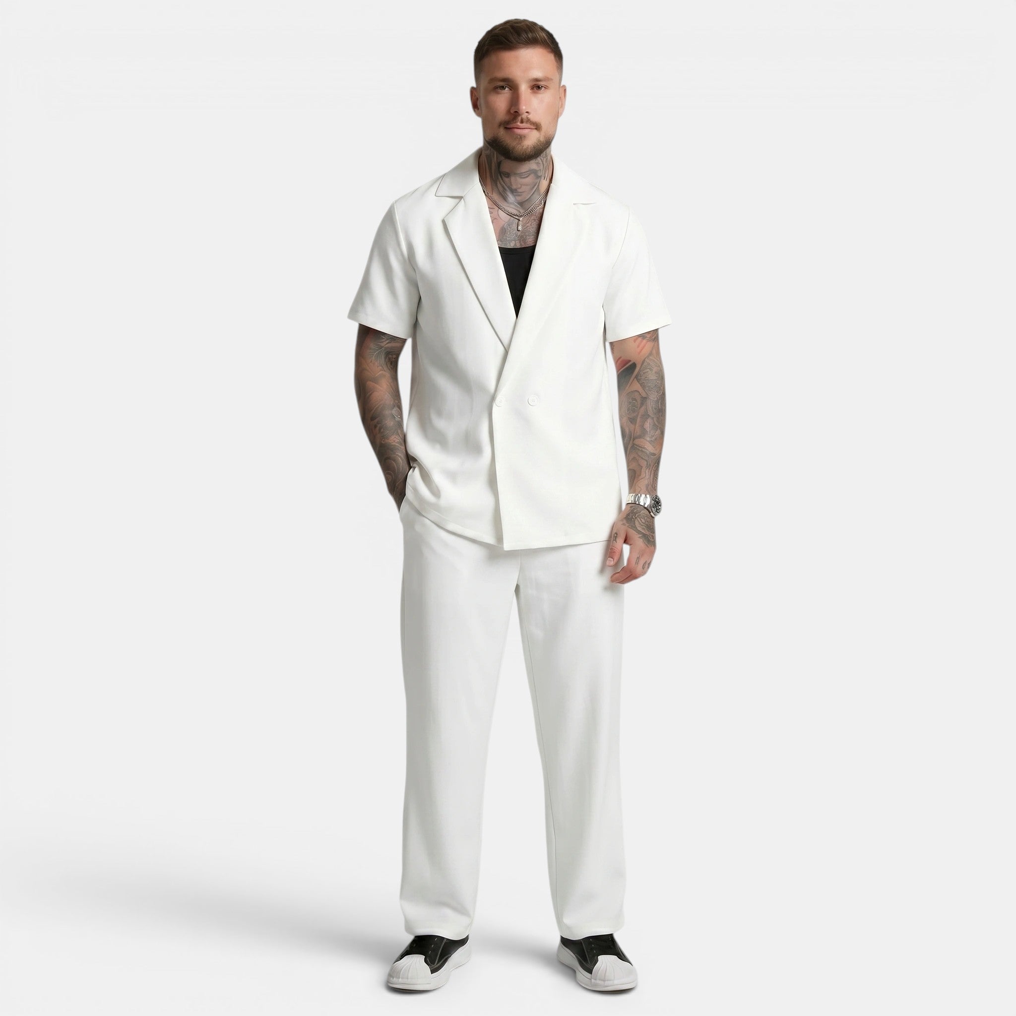 Men's Short Sleeve Shirt and Trousers Set