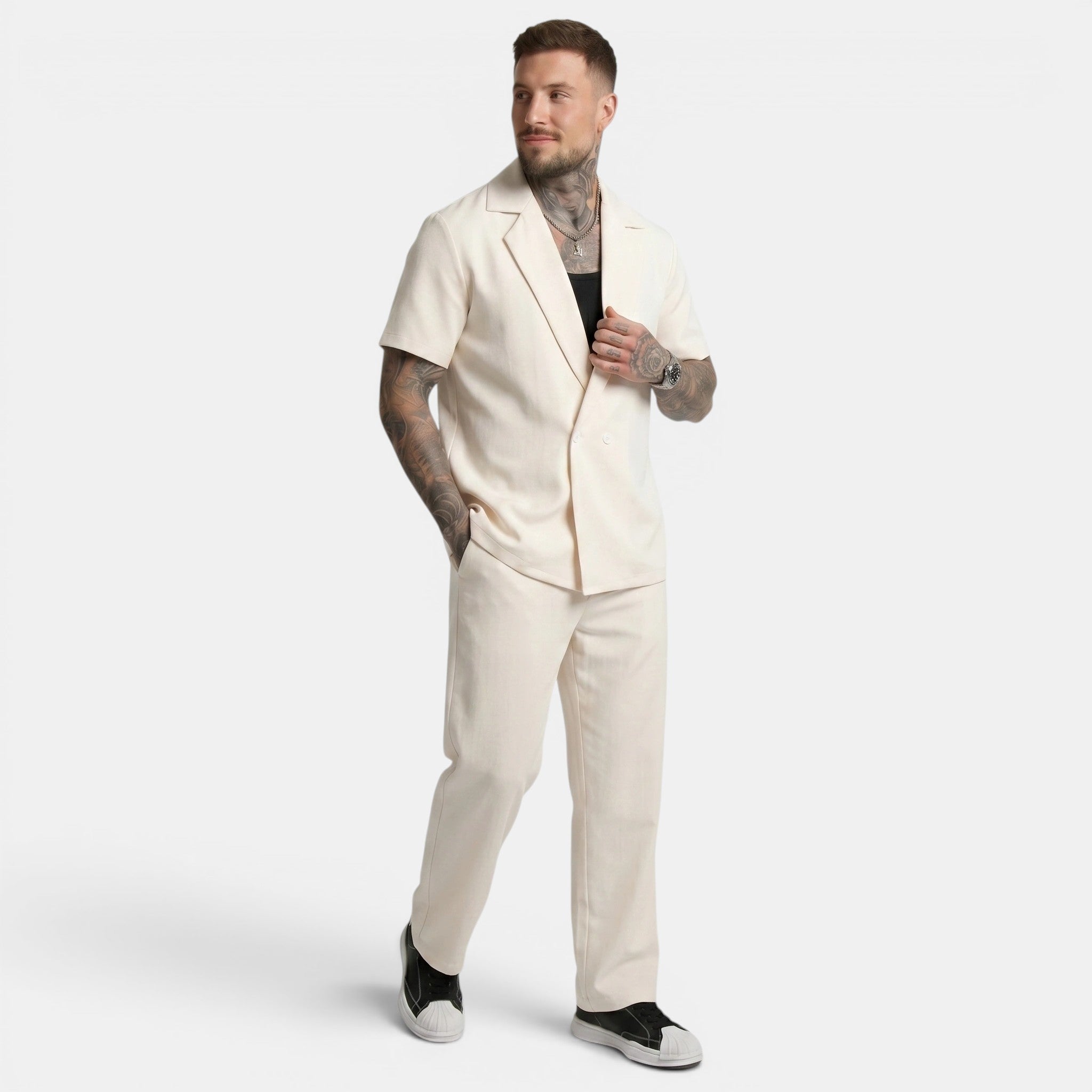 Men's Short Sleeve Shirt and Trousers Set