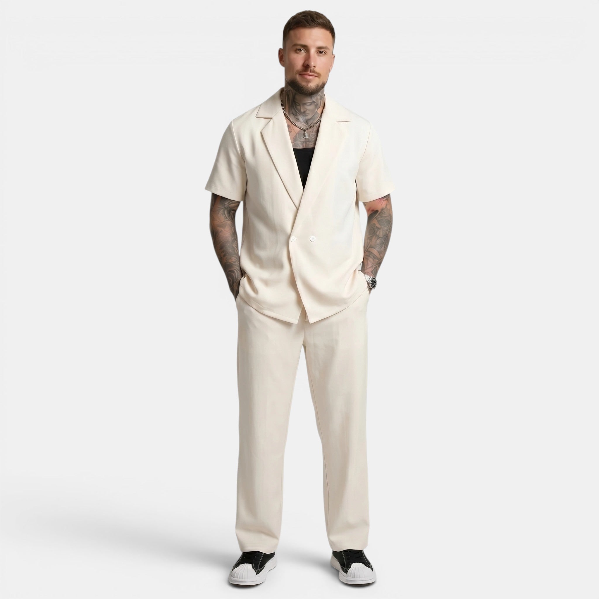 Men's Short Sleeve Shirt and Trousers Set