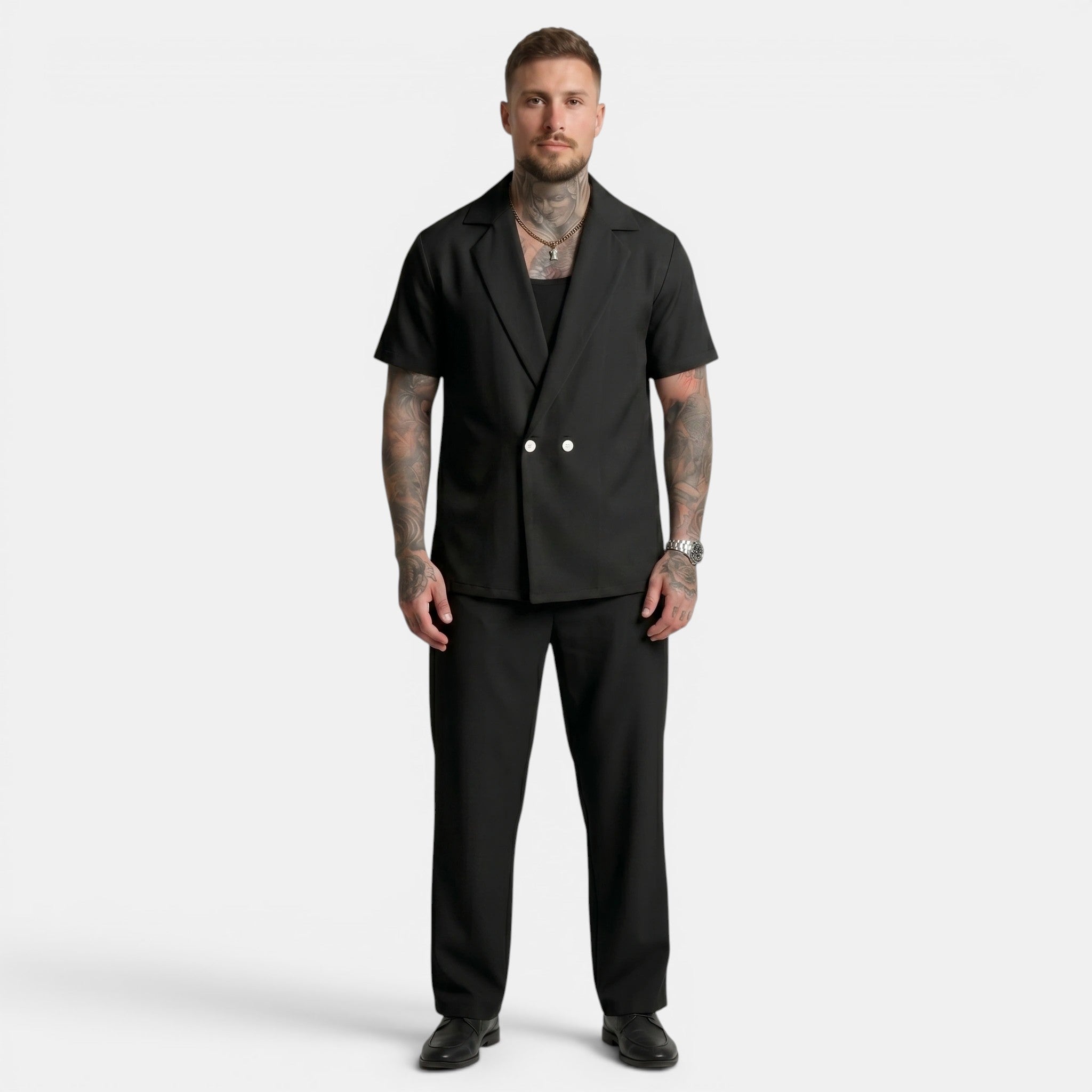 Men's Short Sleeve Shirt and Trousers Set