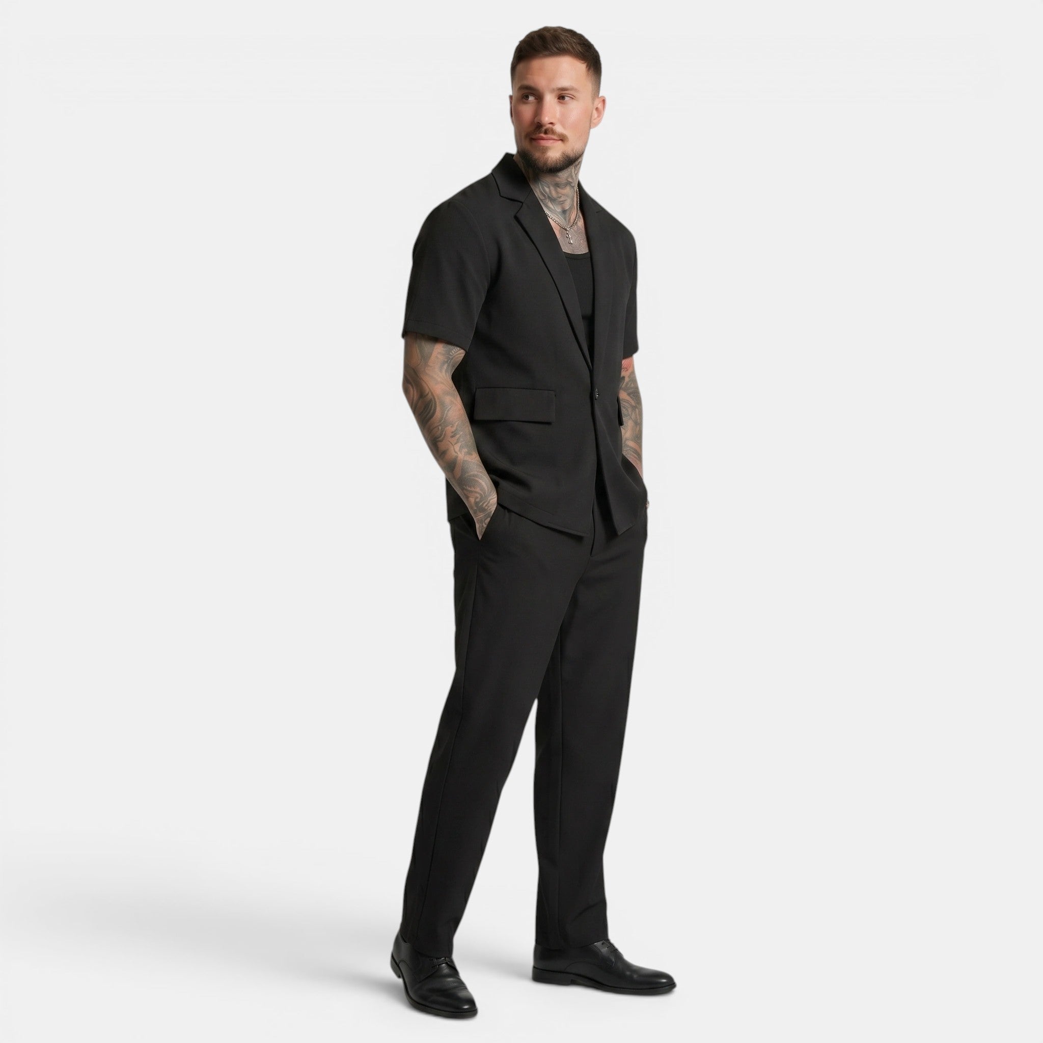 Men's Short Sleeve Shirt and Trousers Set