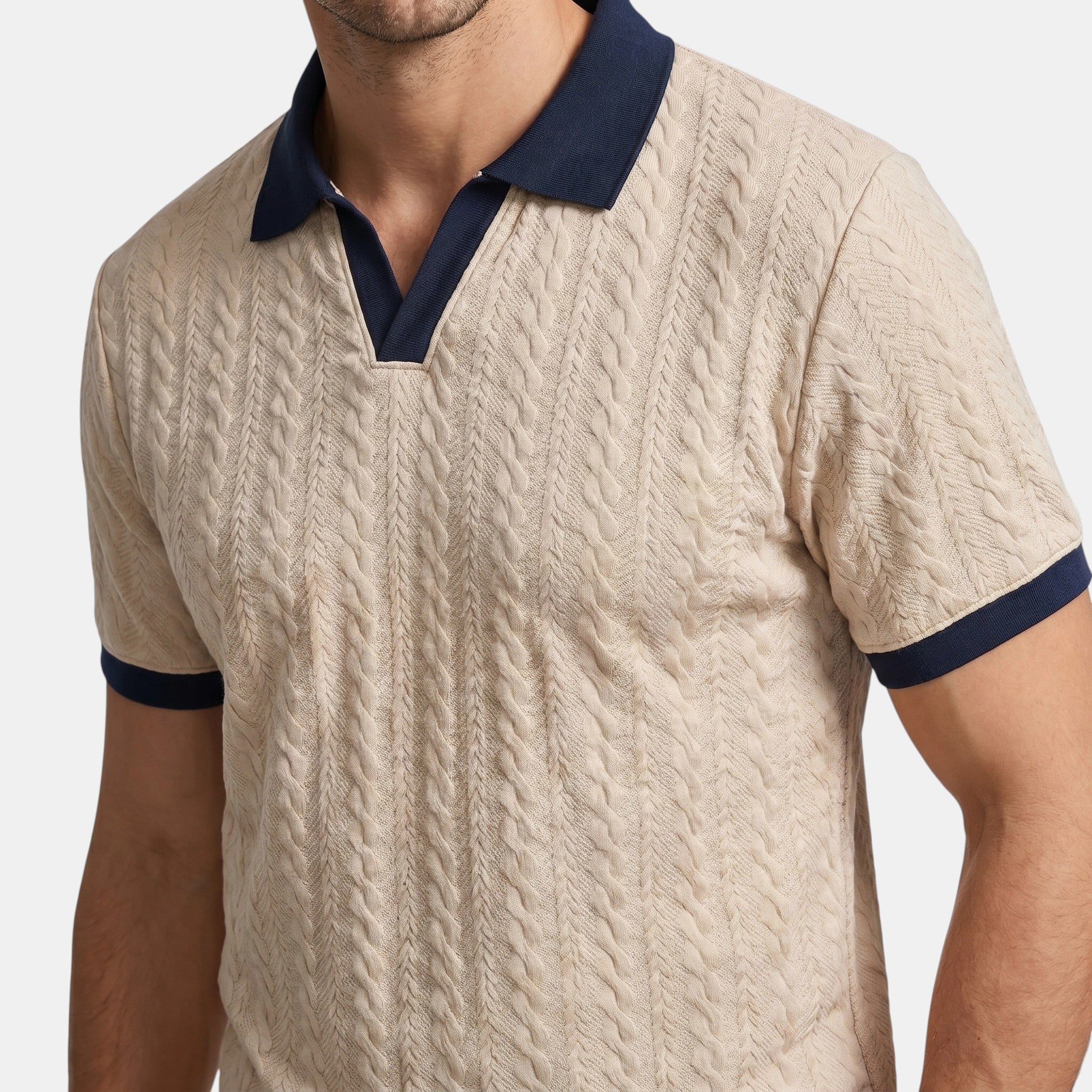 Men's Short Sleeve V Neck Polo Shirt Regular Fit