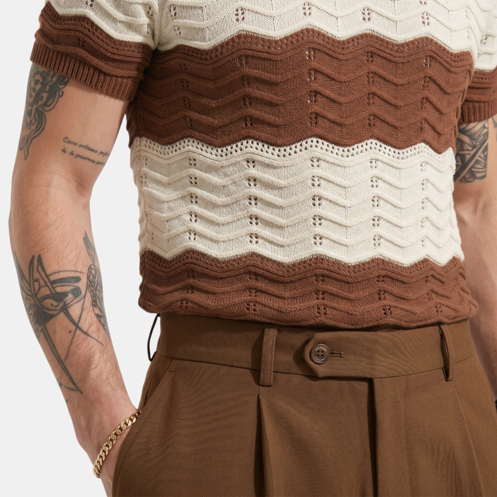 Men's Striped Knit Polo Shirt
