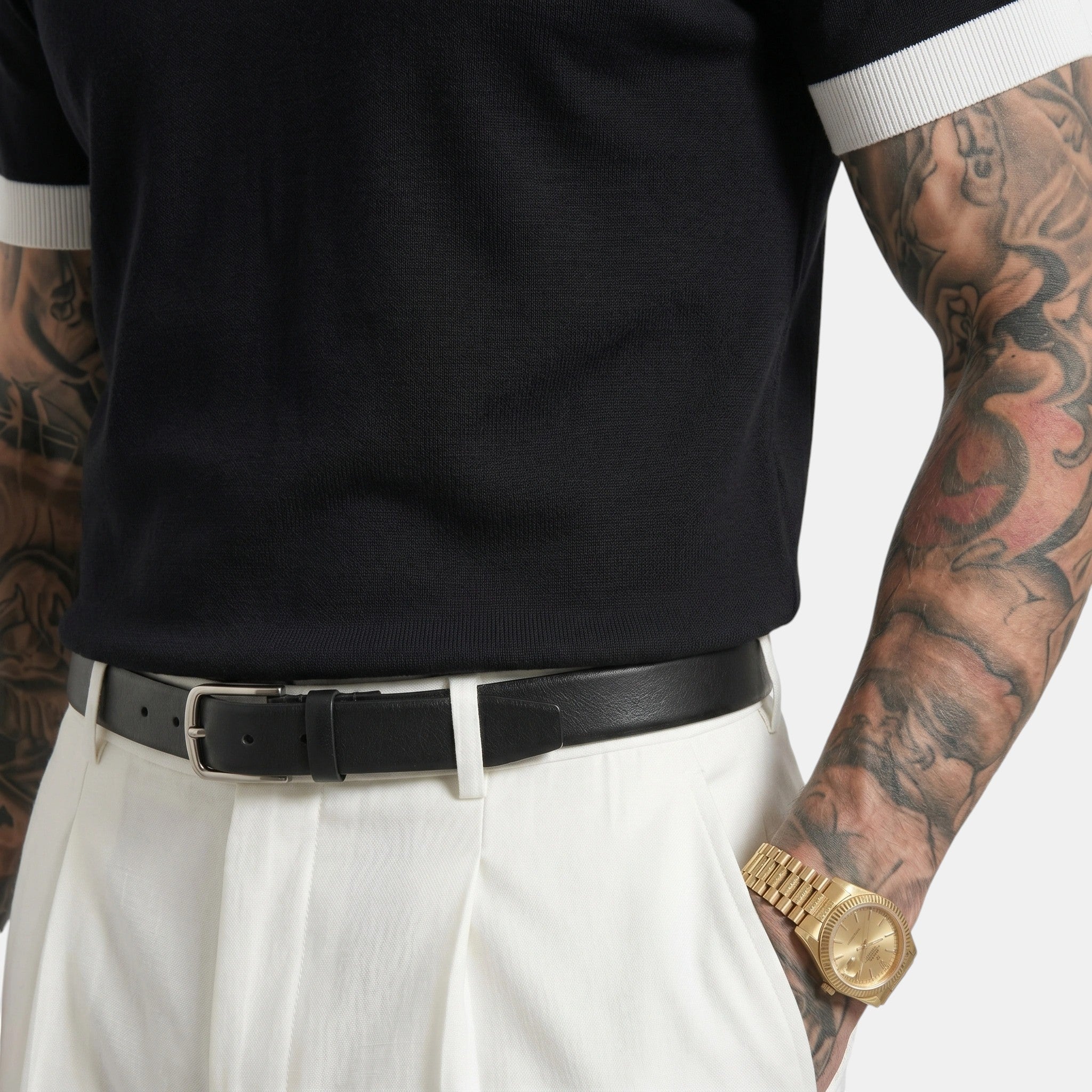 Men's Striped Knit Polo Shirt