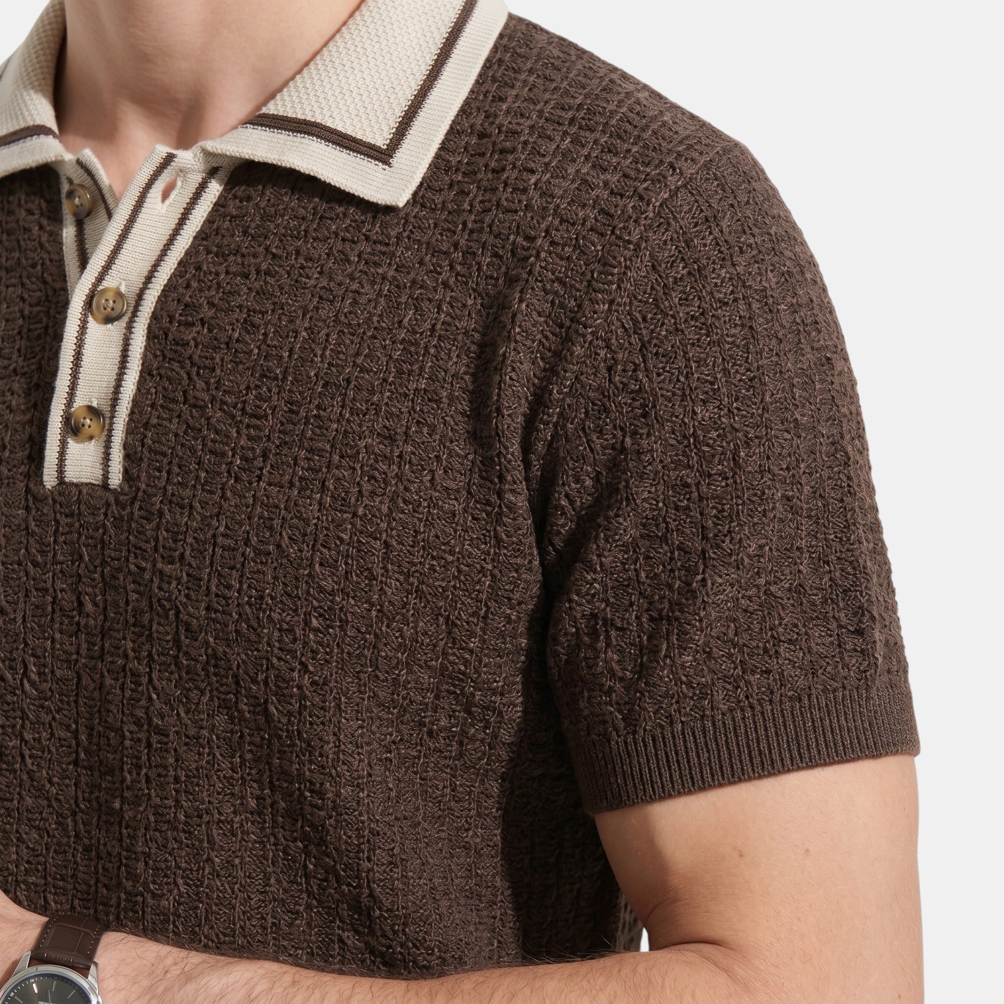 Men's Striped Knit Polo Shirt