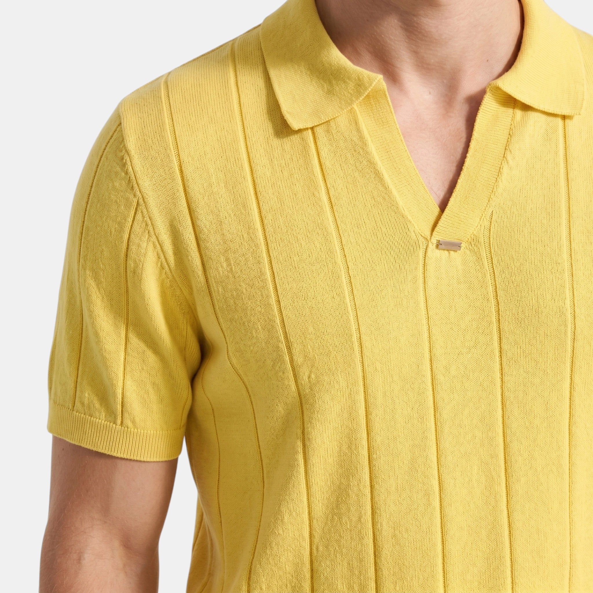 Men's Striped Knit Polo Shirt