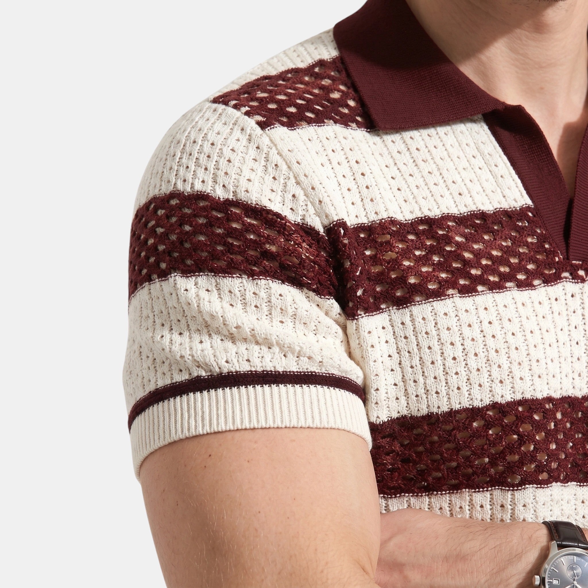 Men's Striped Knit Polo Shirt