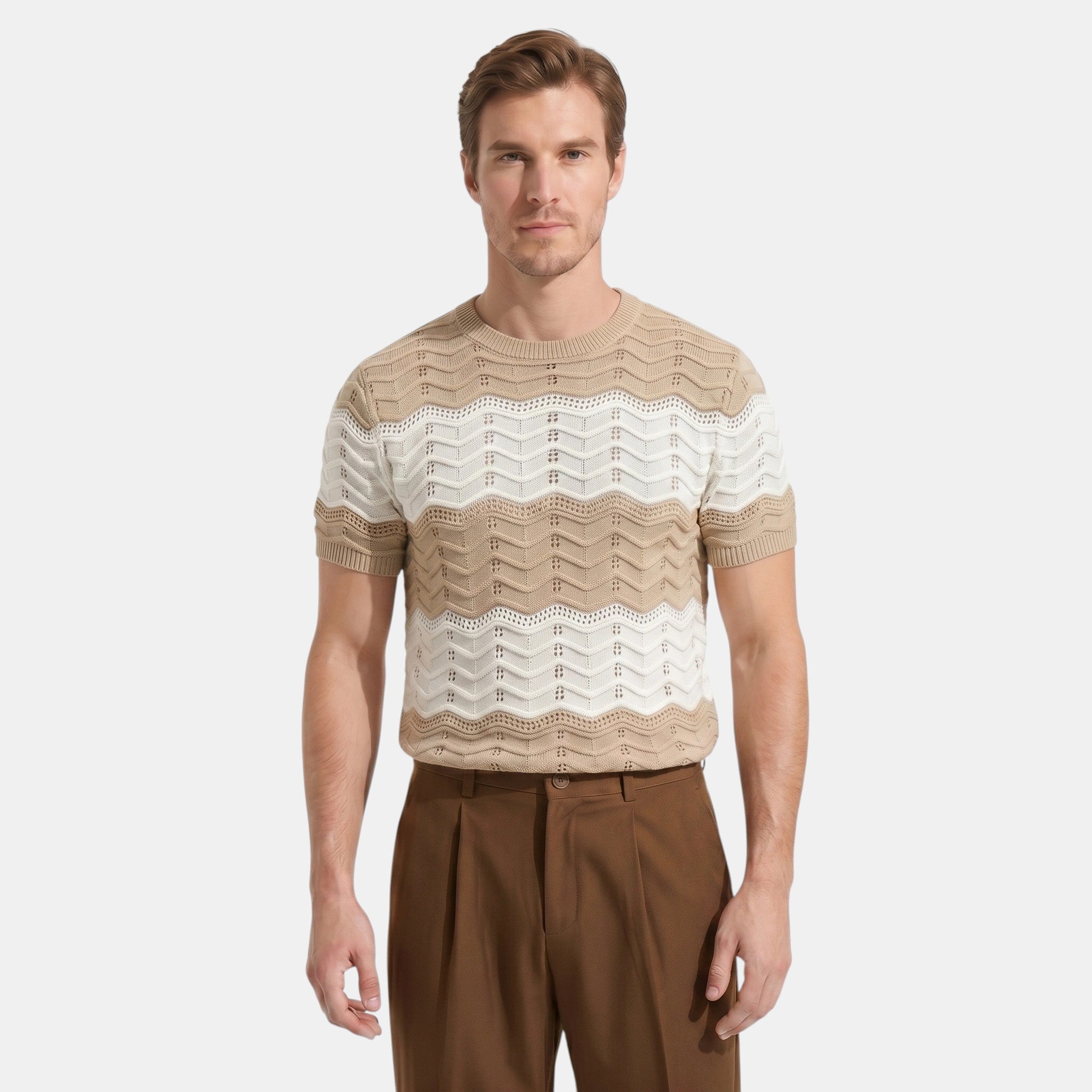 Men's Striped Knit Polo Shirt