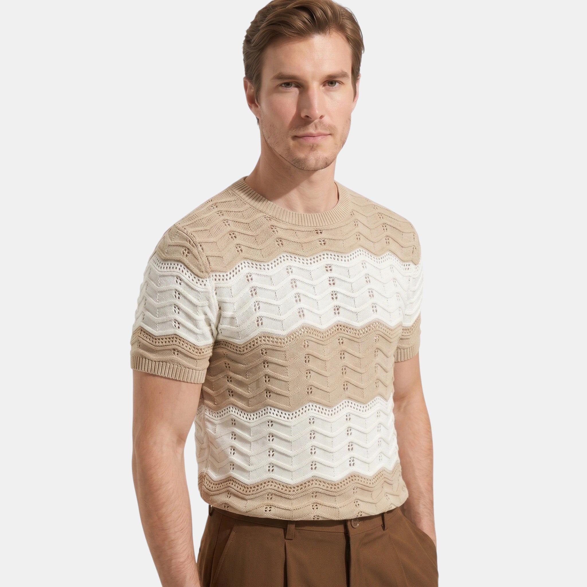 Men's Striped Knit Polo Shirt