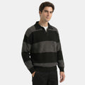 Men's Striped Polo Knit Sweater Loose Fit