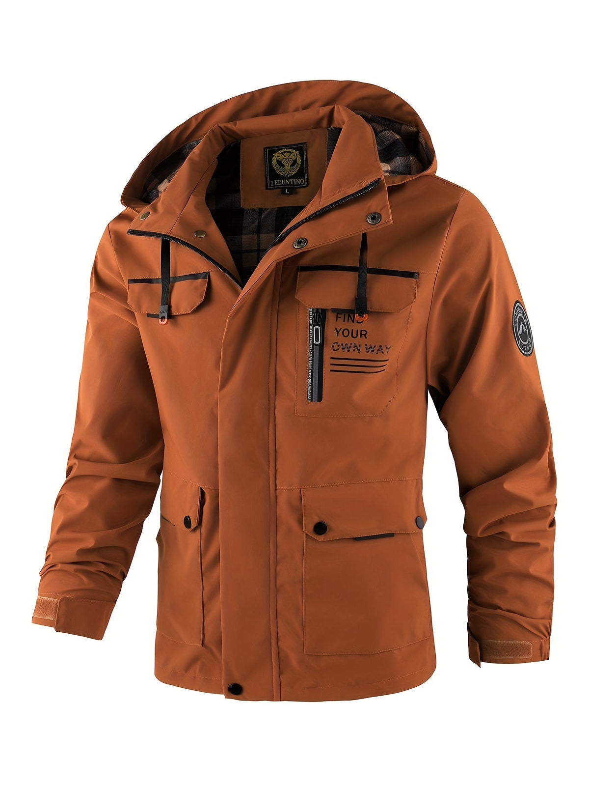 Men's Flared Hooded Jacket Casual Fit Long Sleeve Zippered Outdoor Wear
