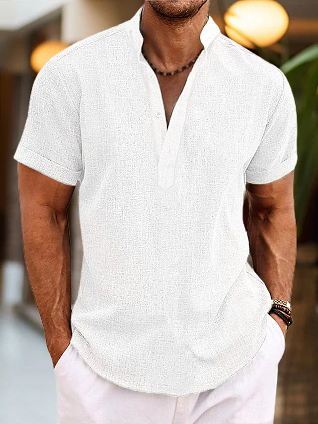 Men's Summer Shirt | Henley Collar & Short Sleeves