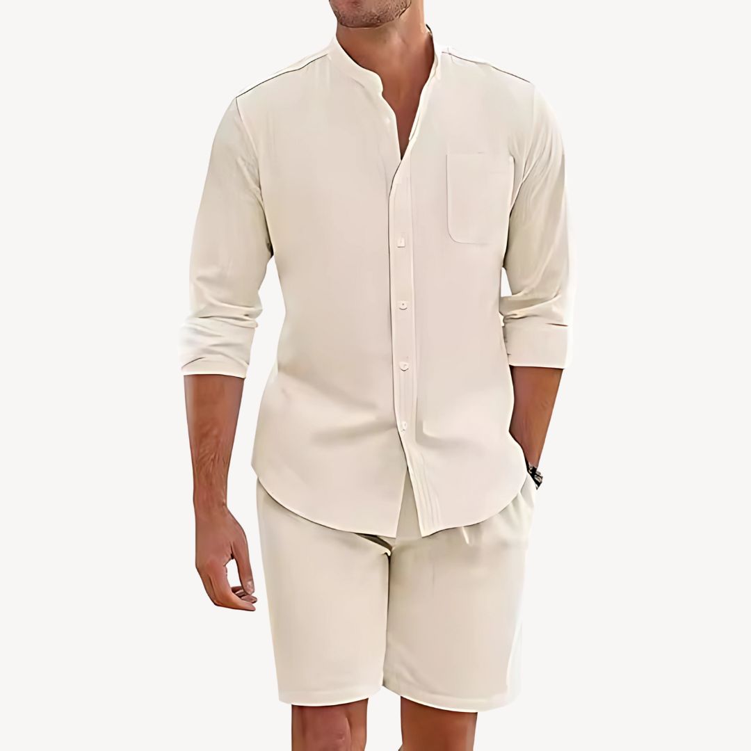 Men's Shirt Long Sleeve &amp; Shorts Set