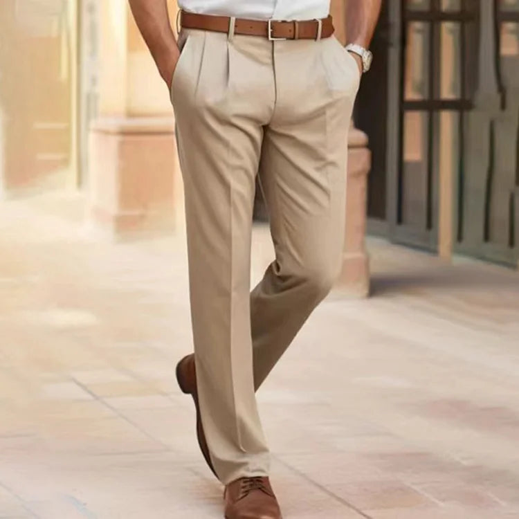 Men's Straight Leg Trousers Classic Fit Versatile Everyday Casual Wear