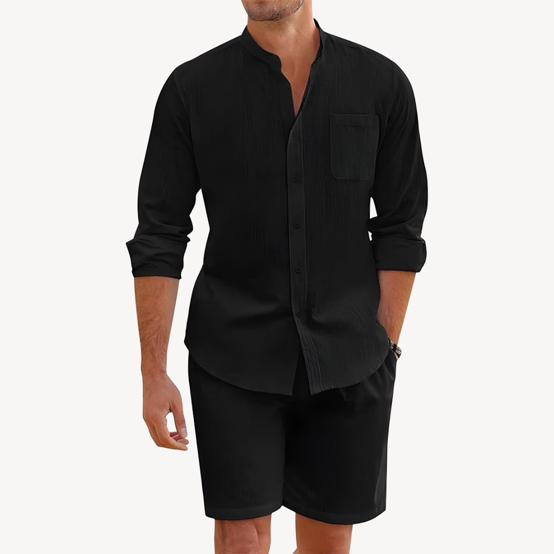 Men's Shirt Long Sleeve &amp; Shorts Set