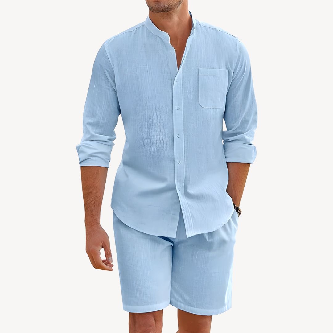 Men's Shirt Long Sleeve &amp; Shorts Set