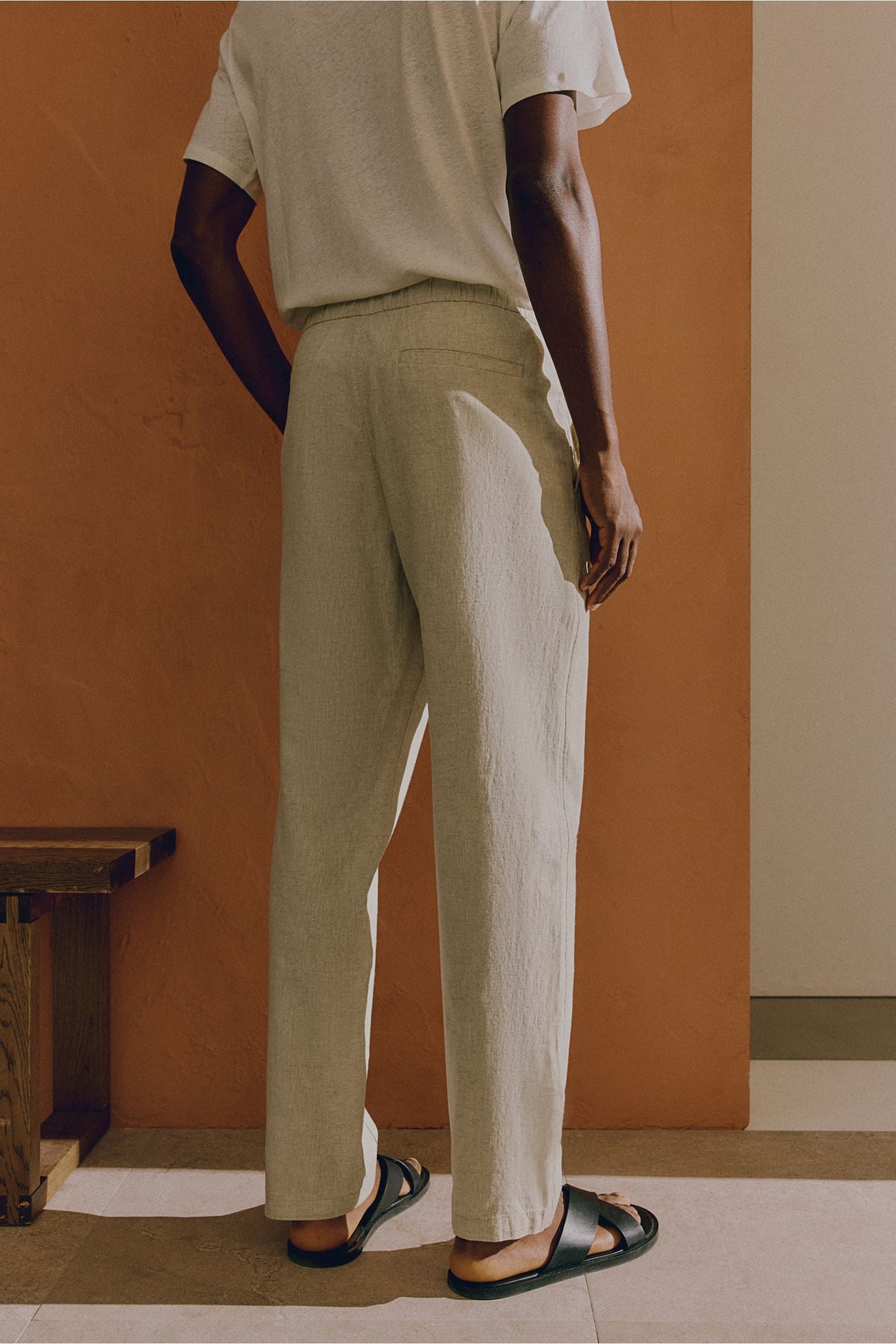 Men's Relaxed Fit Trousers with Drawstring Elastic Waist