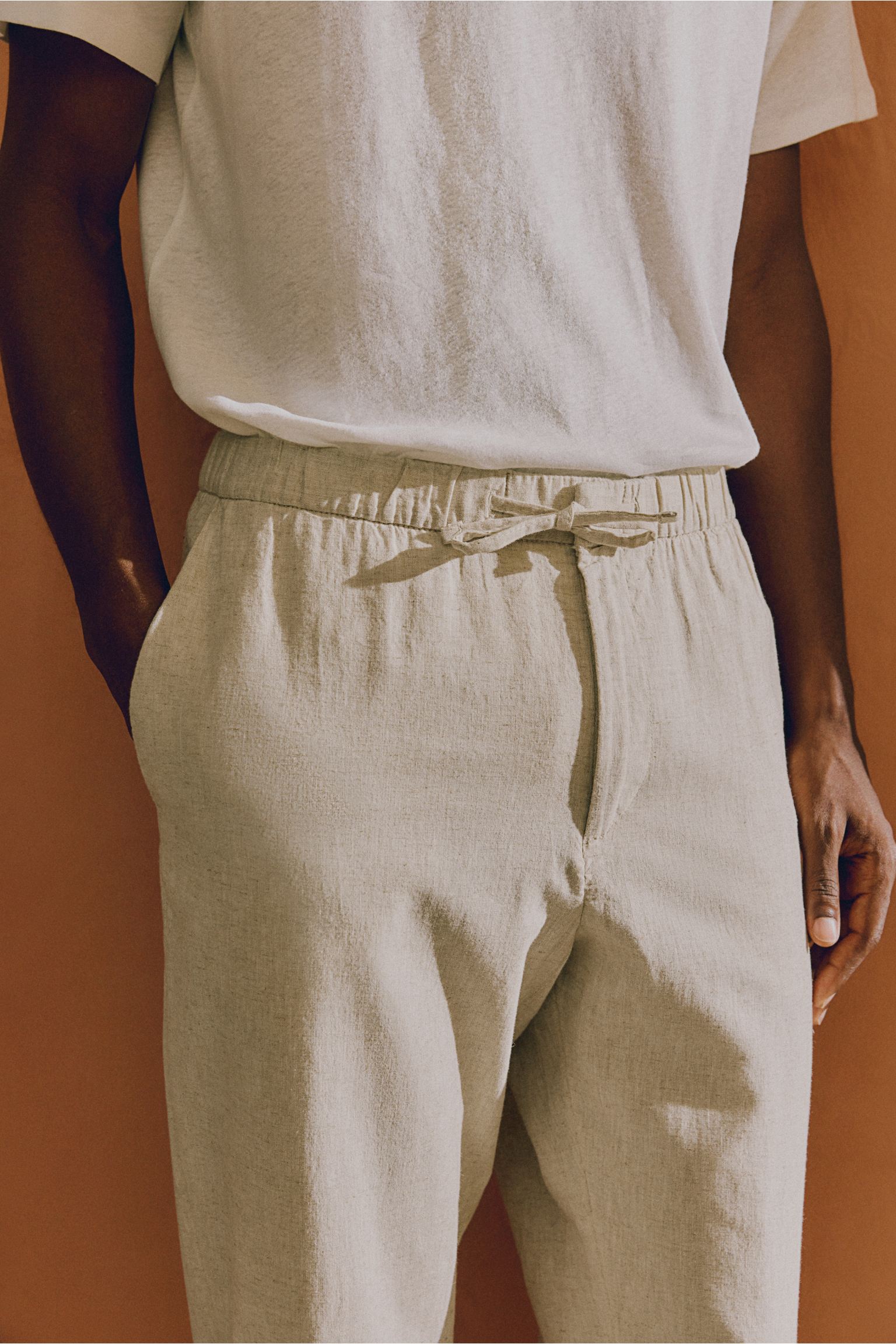 Men's Relaxed Fit Trousers with Drawstring Elastic Waist