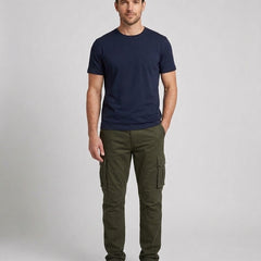 Men's Cargo Trousers Relaxed Fit Utility Pockets Versatile Casual Wear - Camo Green Front [Lystr 6ac8a11aaa305fd9358a4bc5:camo green:front]