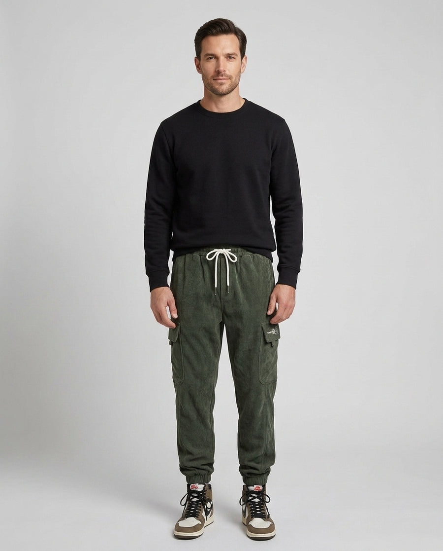 Men's Cargo Joggers Relaxed Fit Multi-Pocket Casual Everyday Wear - Front [Lystr 6ac8a247392dd5b0cad2ec18:front]