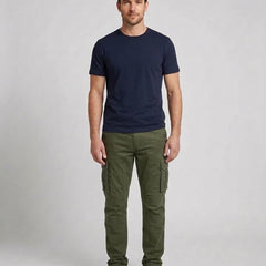 Men's Cargo Trousers Relaxed Fit Utility Pockets Versatile Casual Wear - Camo Green Front [Lystr 6acf236af7684a70ba433ab2:camo green:front]