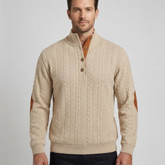 Men's Cable Knit Henley Shirt Long Sleeve Button-Up Casual Everyday Wear - Front [Lystr 6acf3a7e500fe86b88d984e6:front]