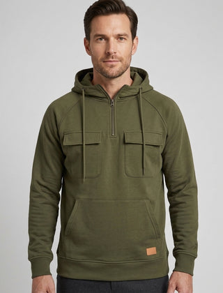 Men's Casual Hoodie with Flap Pockets Relaxed Fit Long Sleeve Everyday Wear - Front [Lystr 6acf3acc500fe86b88d984e8:front]