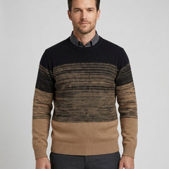 Men's Casual Ombre Sweater Crew Neck Long Sleeve Relaxed Fit Everyday Wear - Front [Lystr 6acf3b49500fe86b88d984f4:front]