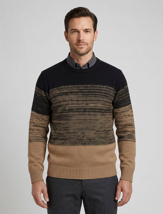 Men's Casual Ombre Sweater Crew Neck Long Sleeve Relaxed Fit Everyday Wear - Front [Lystr 6acf3b49500fe86b88d984f4:front]
