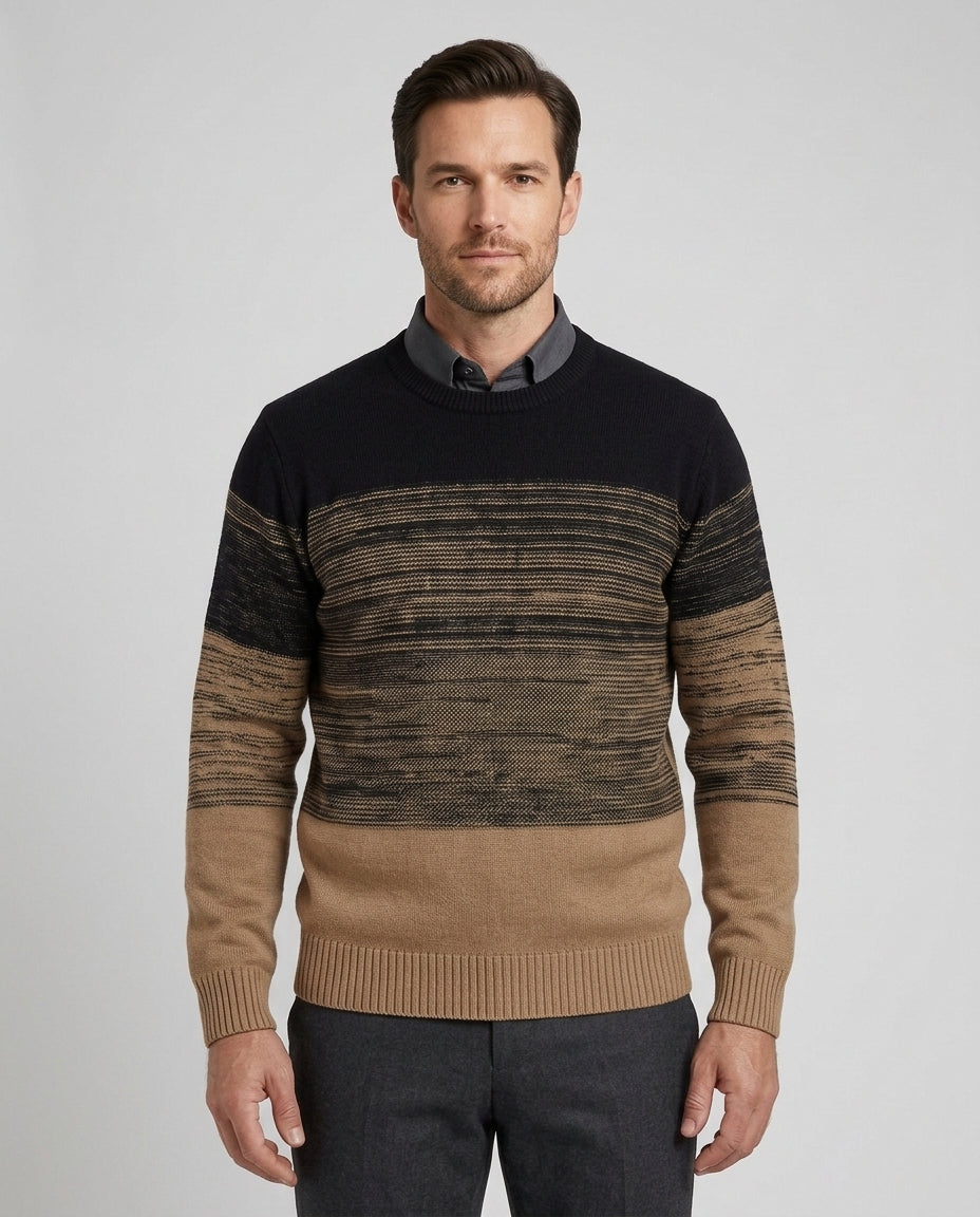 Men's Casual Ombre Sweater Crew Neck Long Sleeve Relaxed Fit Everyday Wear - Front [Lystr 6acf3b49500fe86b88d984f4:front]