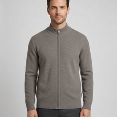 Men's Full Zip Sweater Casual Fit Long Sleeve Stand Collar Layering - Front [Lystr 6acf3bc2500fe86b88d98502:front]