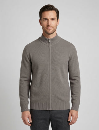 Men's Full Zip Sweater Casual Fit Long Sleeve Stand Collar Layering - Front [Lystr 6acf3bc2500fe86b88d98502:front]