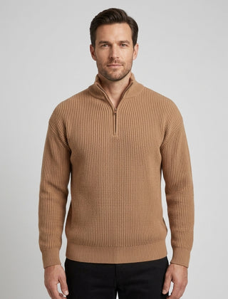 Men's Heavy Rib Knit Sweater Relaxed Fit Long Sleeve Crew Neck Casual Wear - Front [Lystr 6acf4d6c48022579afaceda2:front]