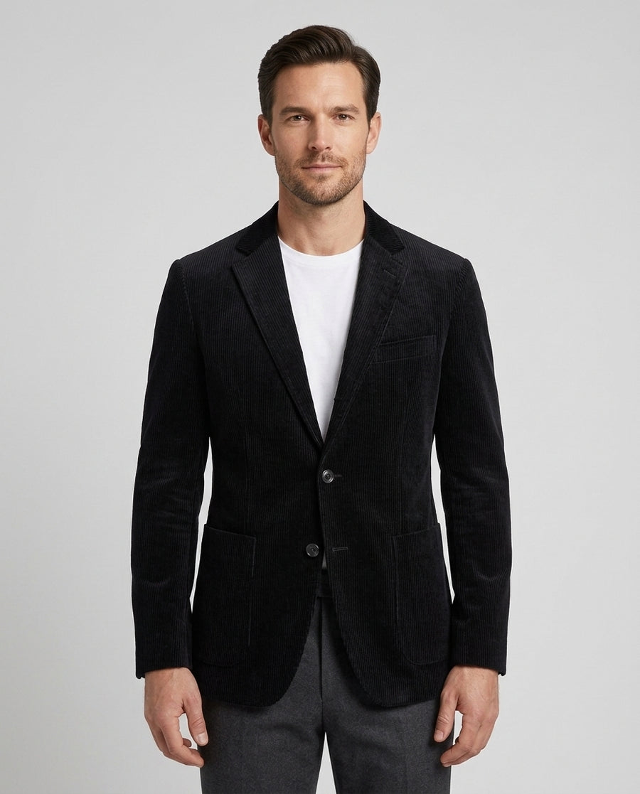 Men's Corduroy Lapel Jacket Relaxed Fit Long Sleeve Button Closure Casual - Front [Lystr 6acf54be48022579afacedb0:front]