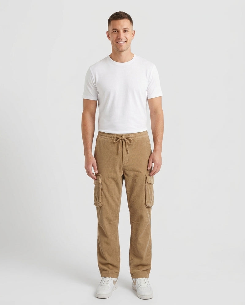 Men's Casual Loose Fit Cargo Trousers Versatile Utility Pockets Everyday Wear