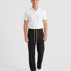 Men's Elegant Drawstring Trousers Relaxed Fit Casual Everyday Versatile - Front [Lystr 6acf6e2946afd23923e8fe07:front]