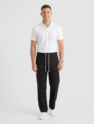 Men's Elegant Drawstring Trousers Relaxed Fit Casual Everyday Versatile - Front [Lystr 6acf6e2946afd23923e8fe07:front]