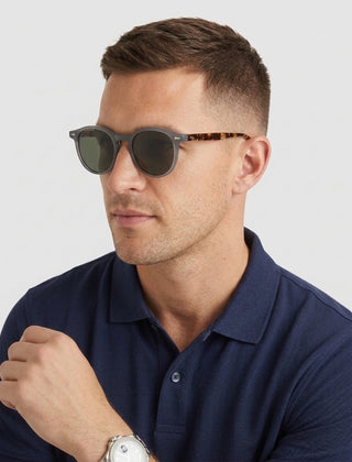 Men's Round Sunglasses Polarized Tinted Lens Retro Fashion Casual Beach Holiday Everyday Driving - Gray Front [Lystr 6acf705246afd23923e8fe0b:gray:front]